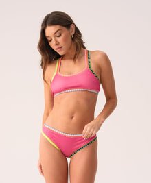 Women | Platinum Crochet Trim Sporty Top | Hot Pink