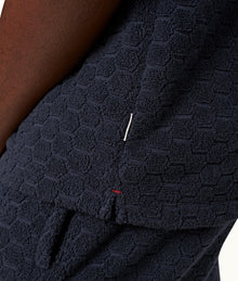 Howell Towelling Atom Jacquard Relaxed Fit Capri Collar Cotton Towelling Shirt | Night Iris