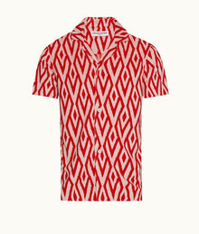 Howell Towelling Cano Geometric Capri Collar Towelling Shirt | Summer Red/White Sand
