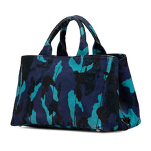 Prada | Pre-Owned Canvas Camouflage Canapa Logo Satchel | Blue/Dark Blue