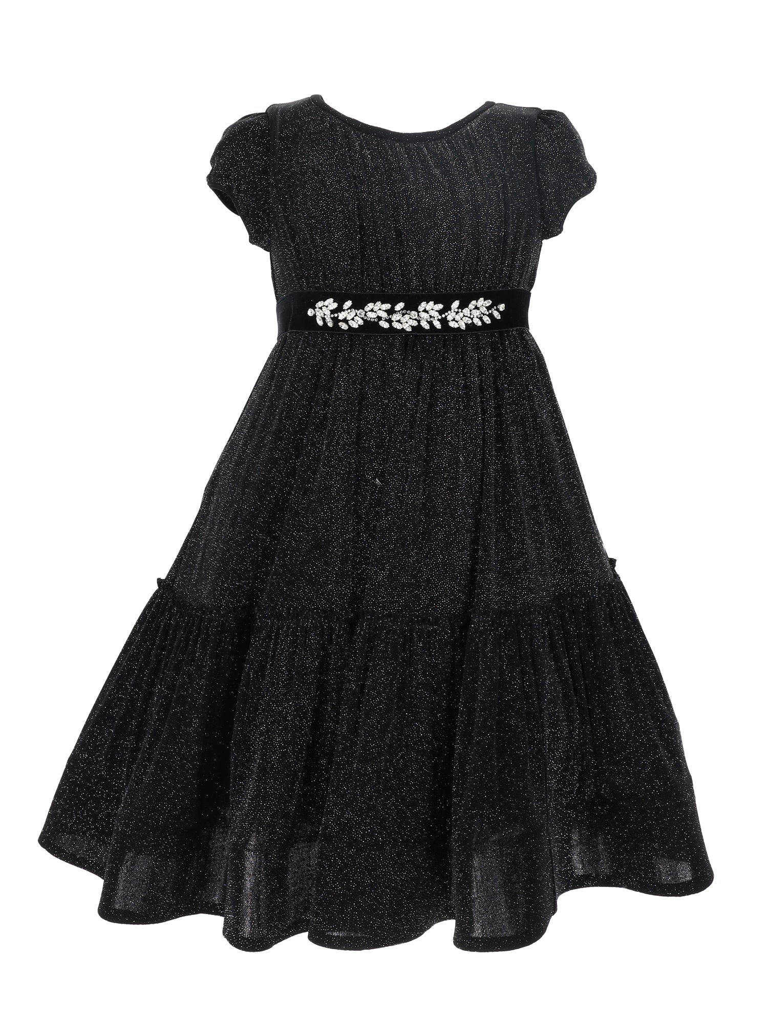 Girls | Glitter Jersey Dress | Black/Silver