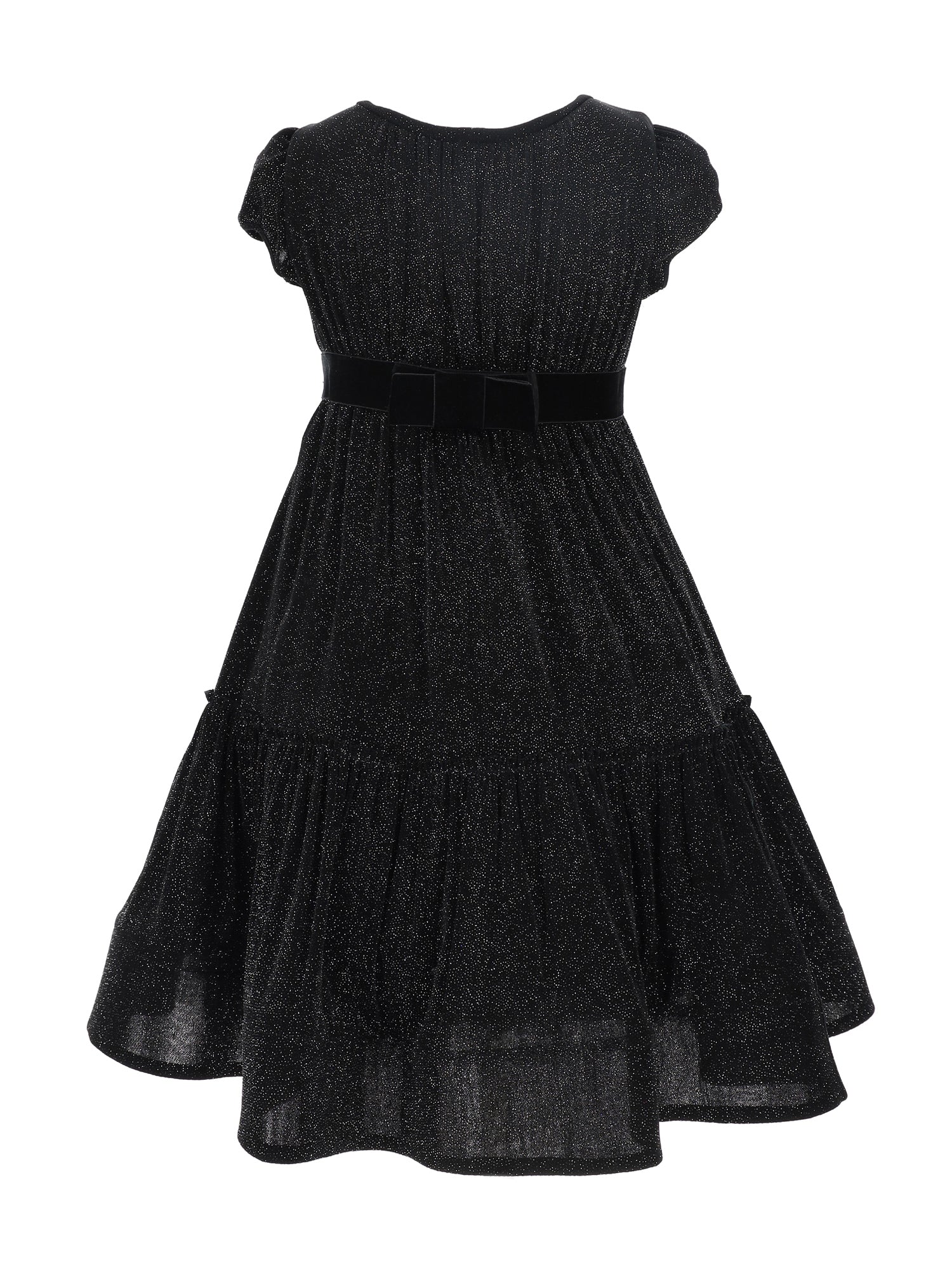Girls | Glitter Jersey Dress | Black/Silver