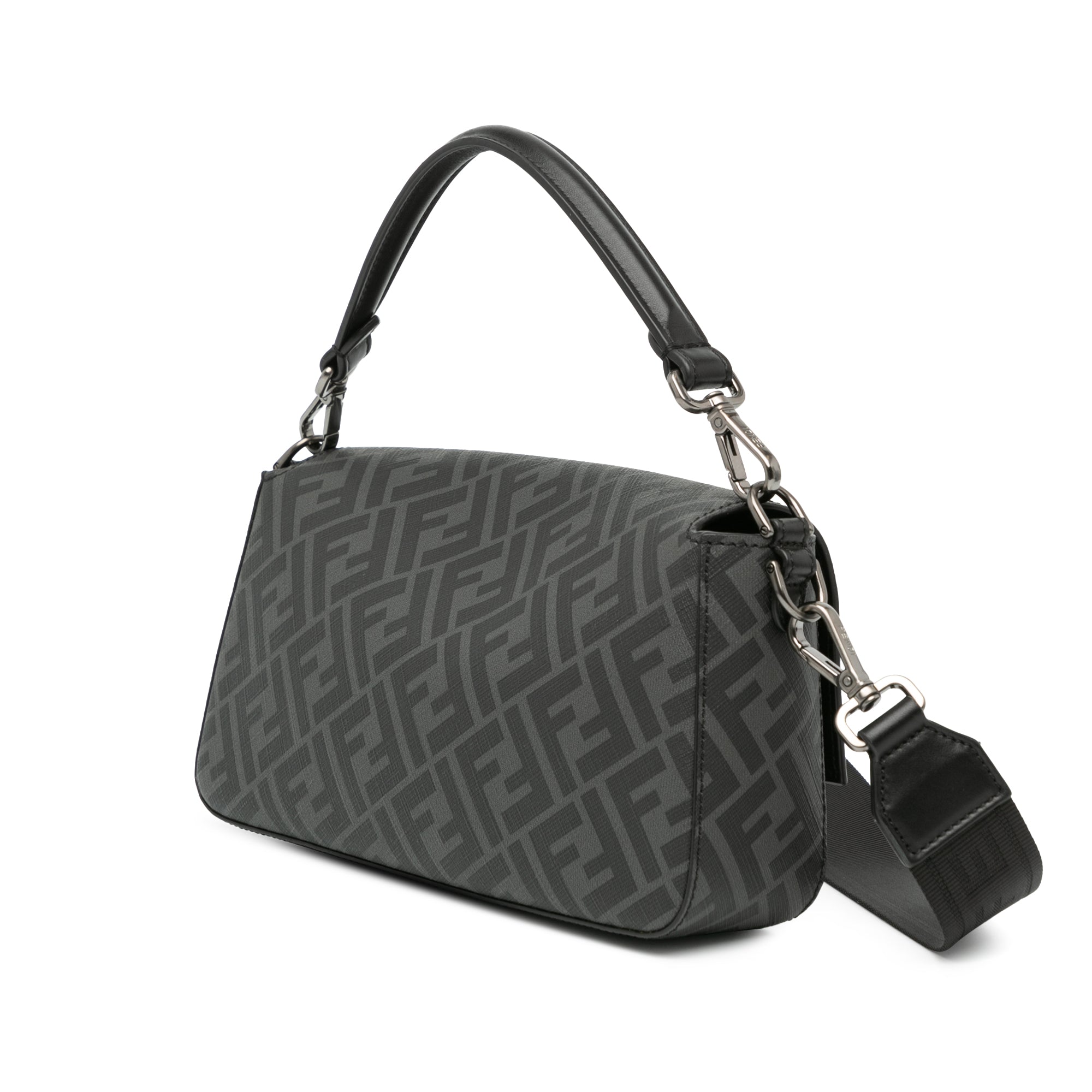 Fendi | Pre-Owned Zucca Coated Canvas And Calfskin Baguette Satchel | Black