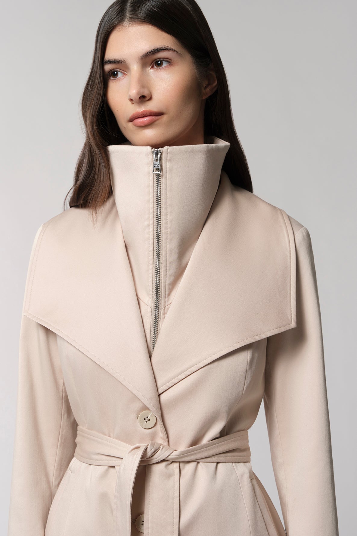 Ilana Slim-Fit Trench With Bib Collar | Mist