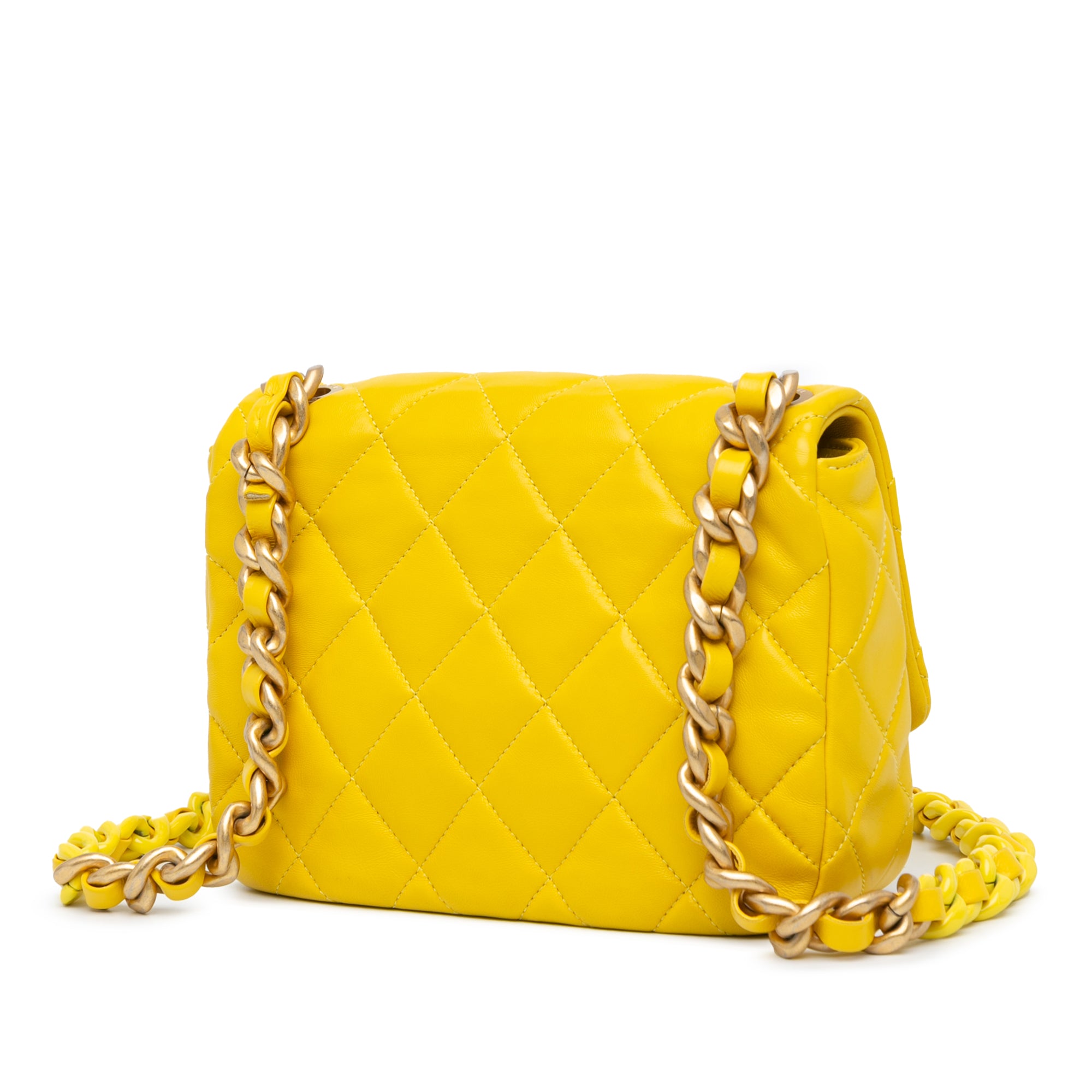 Chanel | Pre-Owned Small Quilted Lambskin Candy Chain Flap | Yellow