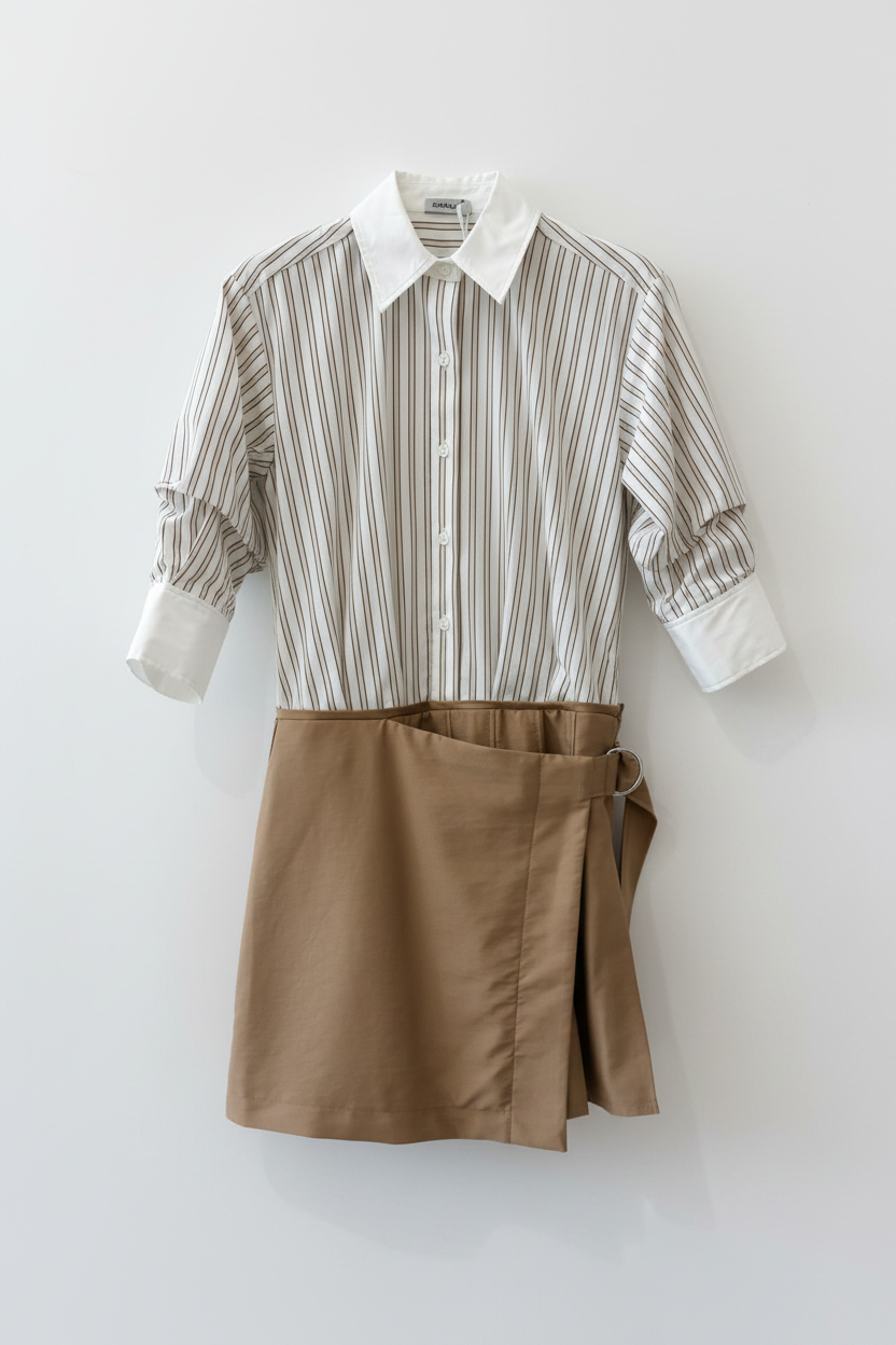 Womens | Frankie Mini Combo Shirt Dress | Sand Stripe Multi
