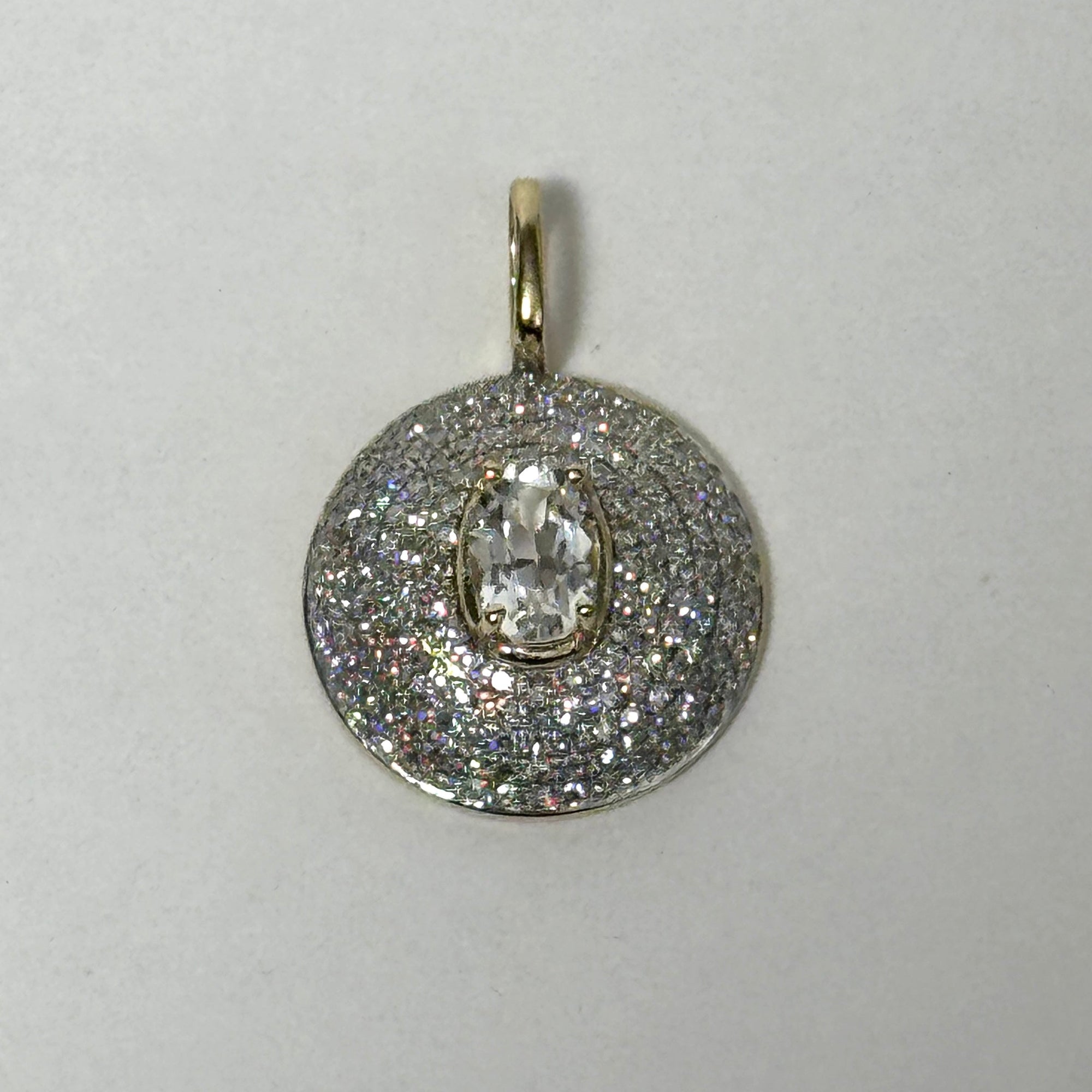 Pave Charm | 10K Yellow Gold | White Topaz/White Diamond