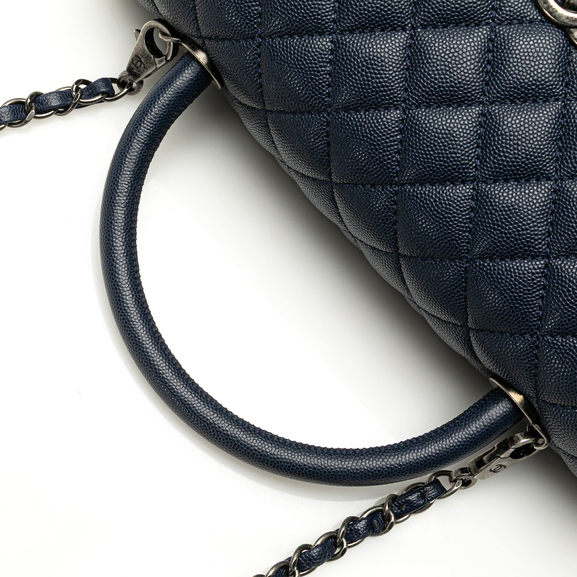 Chanel | Pre-Owned Large Caviar Coco Top Handle Bag - I | Blue/Navy
