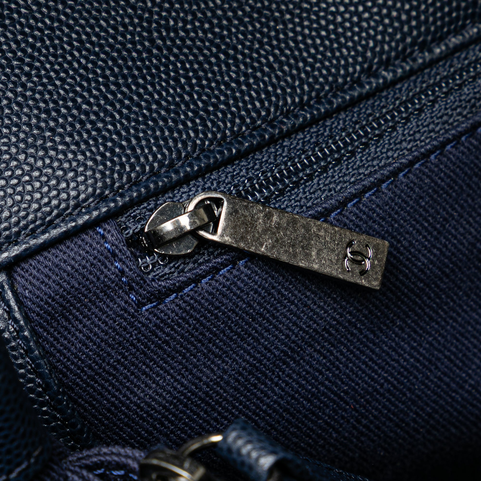 Chanel | Pre-Owned Large Caviar Coco Top Handle Bag - I | Blue/Navy