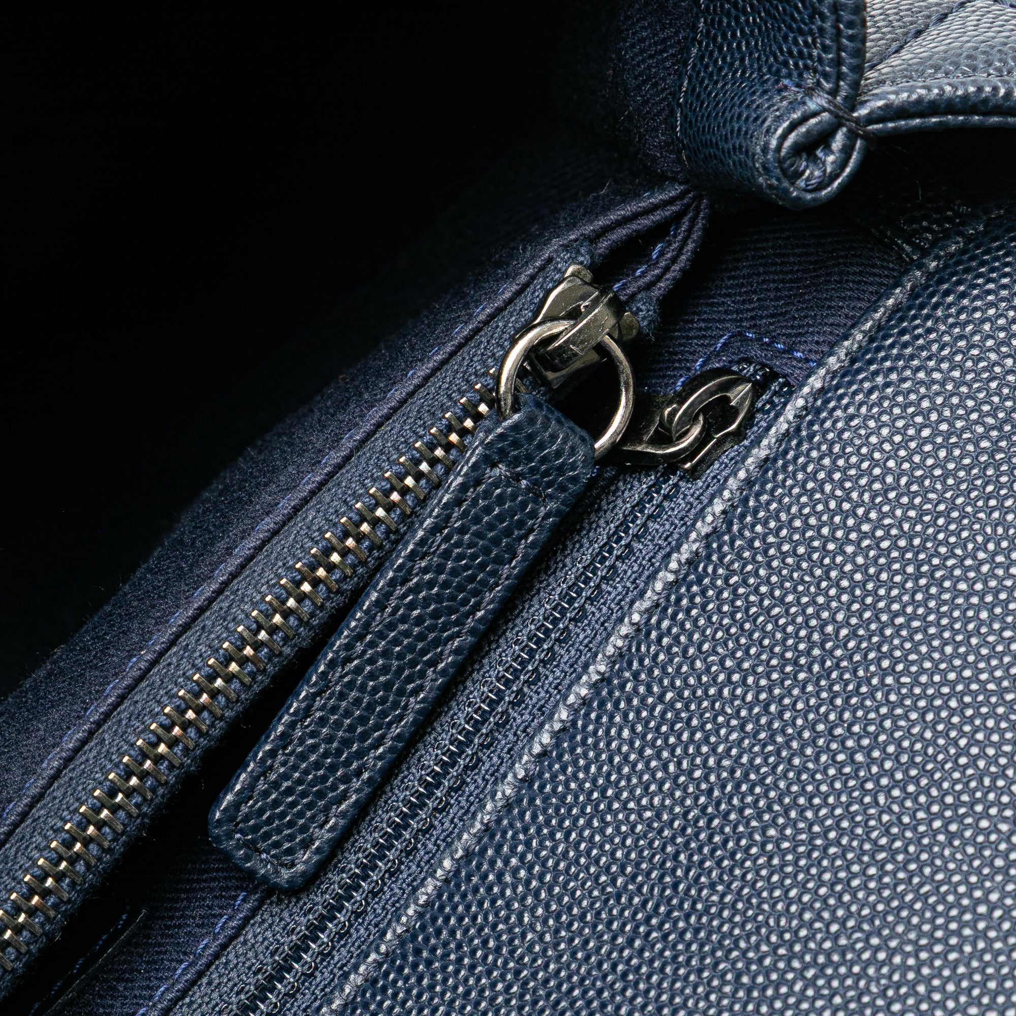 Chanel | Pre-Owned Large Caviar Coco Top Handle Bag - I | Blue/Navy