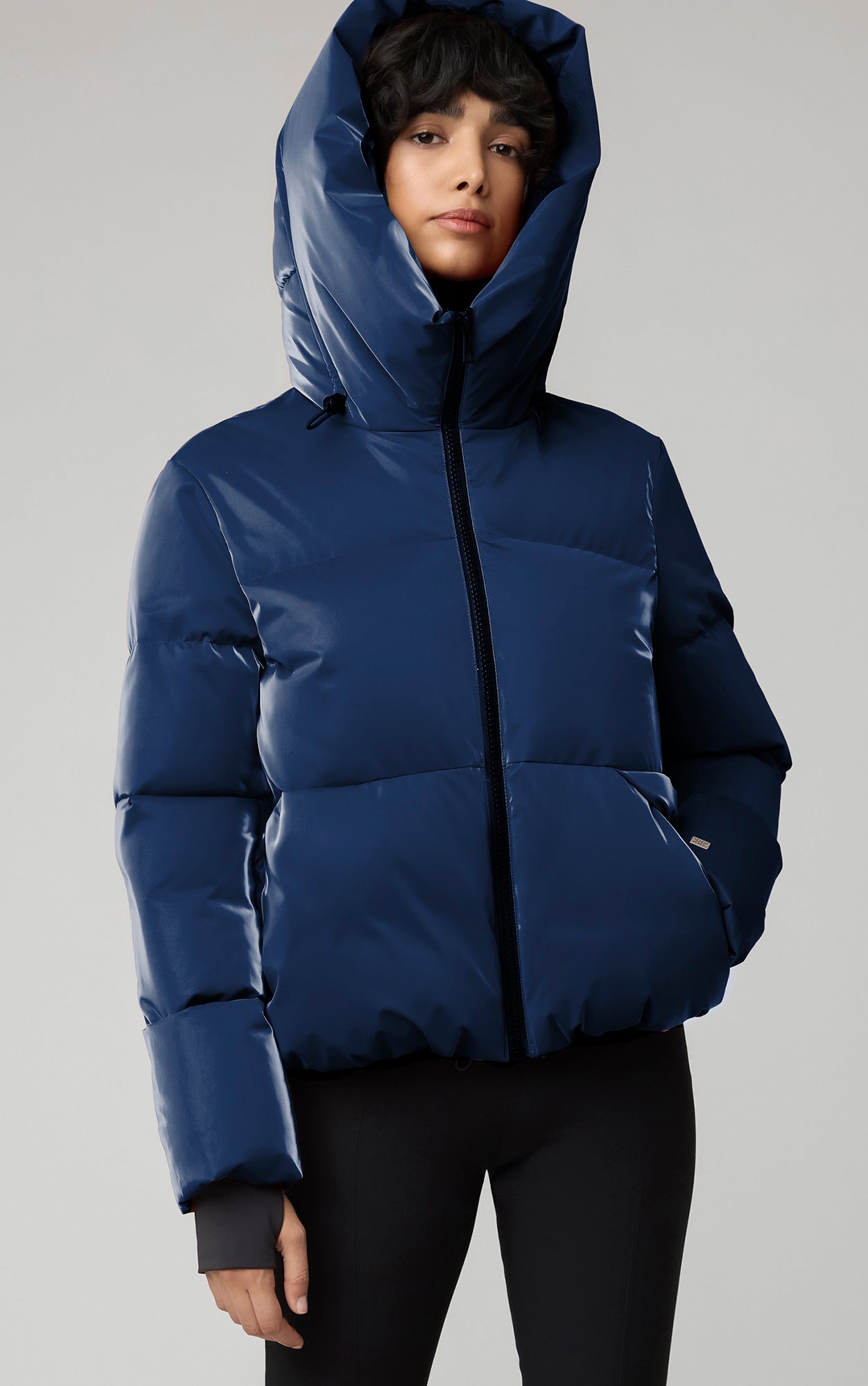 Iroh Relaxed-Fit Velvet Shine Down Coat With Hood | Lapis