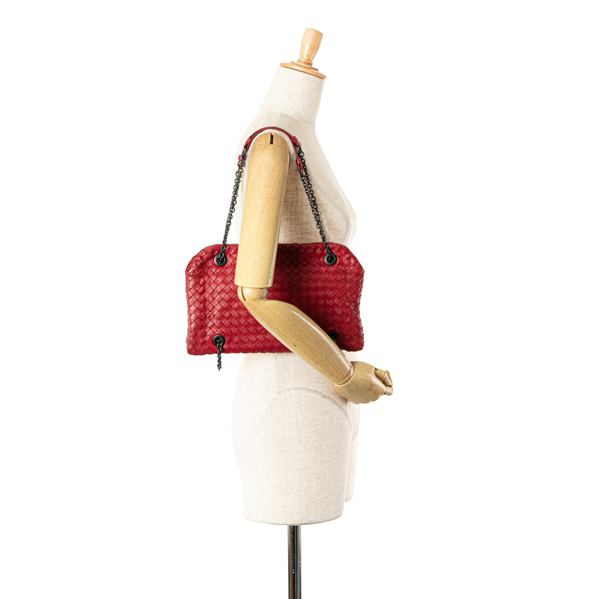 Bottega Veneta | Pre-Owned Nappa Intrecciato Duo Shoulder Bag | Red