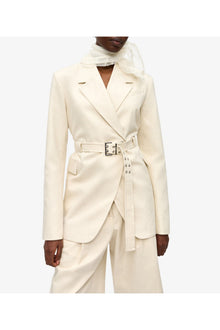 Ivory Cotton Melange Tailoring Blazer | Angora