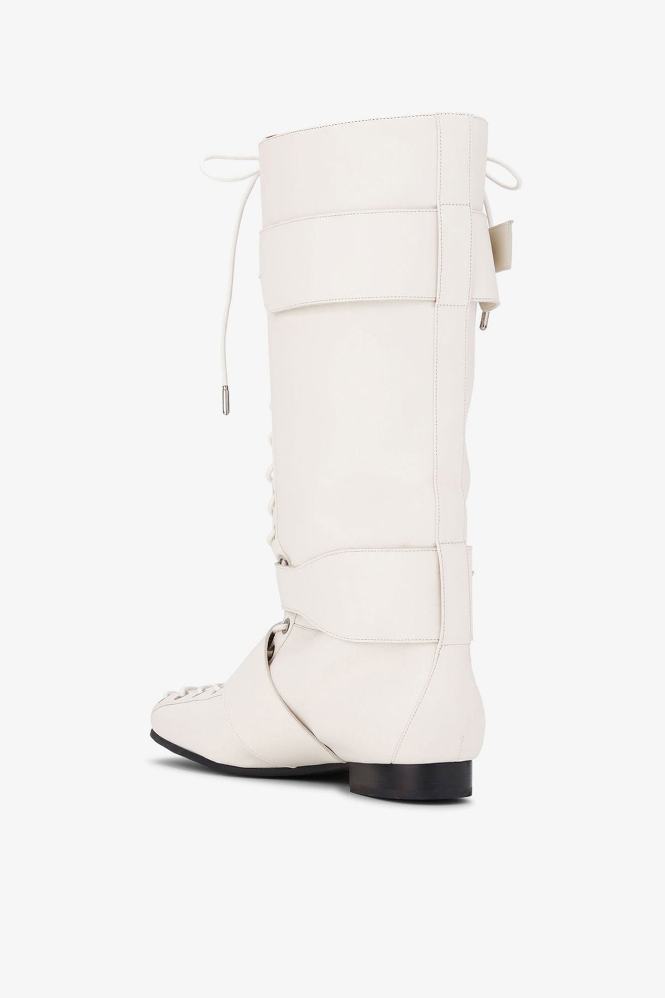 Ivory Lace Up High Boots | Egret