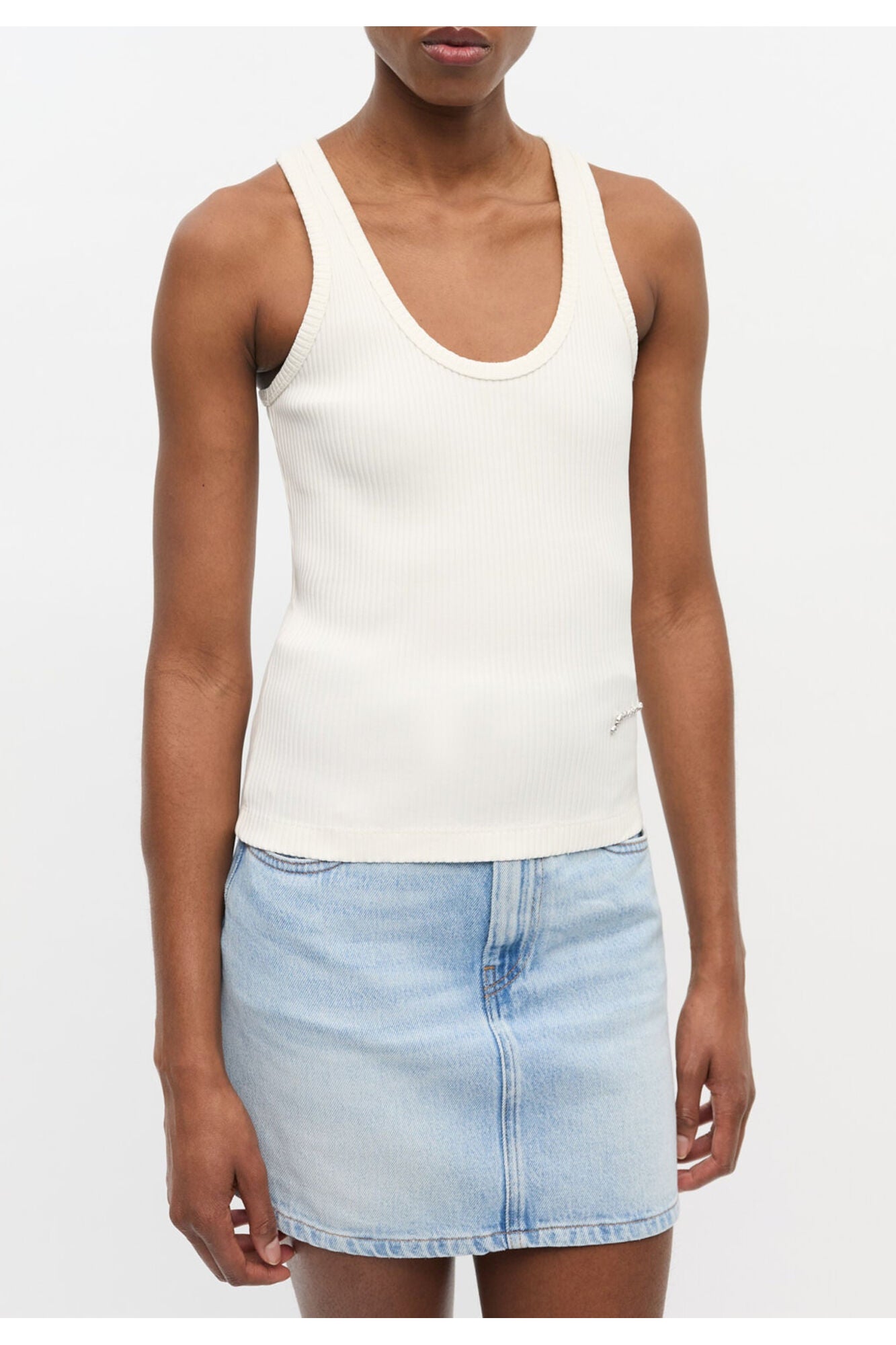 Ivory Ribbed Tank Top | Egret