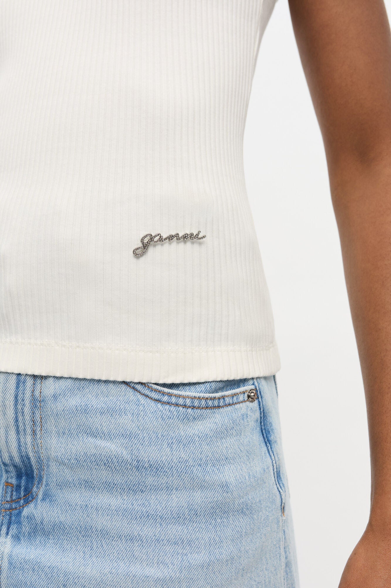 Ivory Ribbed Tank Top | Egret
