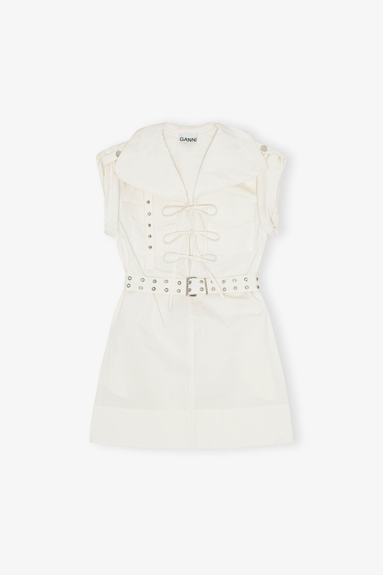 Ivory Stretch Cotton Mini Dress | Egret