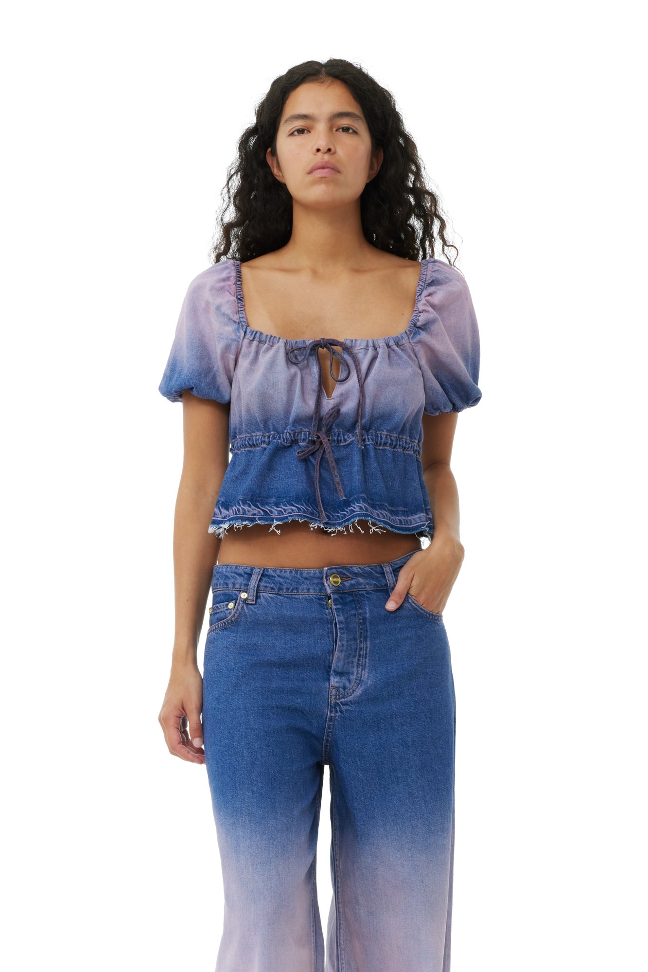Bleach Future Denim Puff Sleeve Top | Bleach