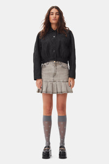 Future Denim Pleated Mini Skirt | Gray Quill