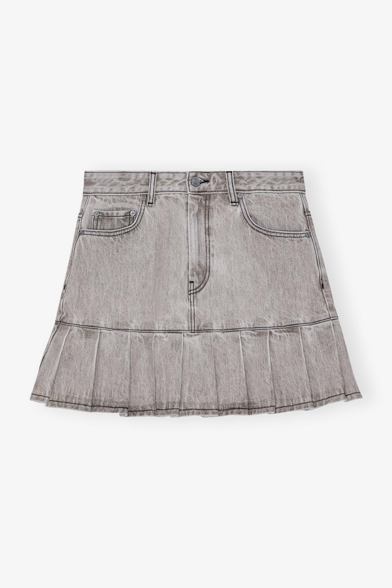 Future Denim Pleated Mini Skirt | Gray Quill