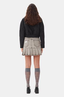 Future Denim Pleated Mini Skirt | Gray Quill