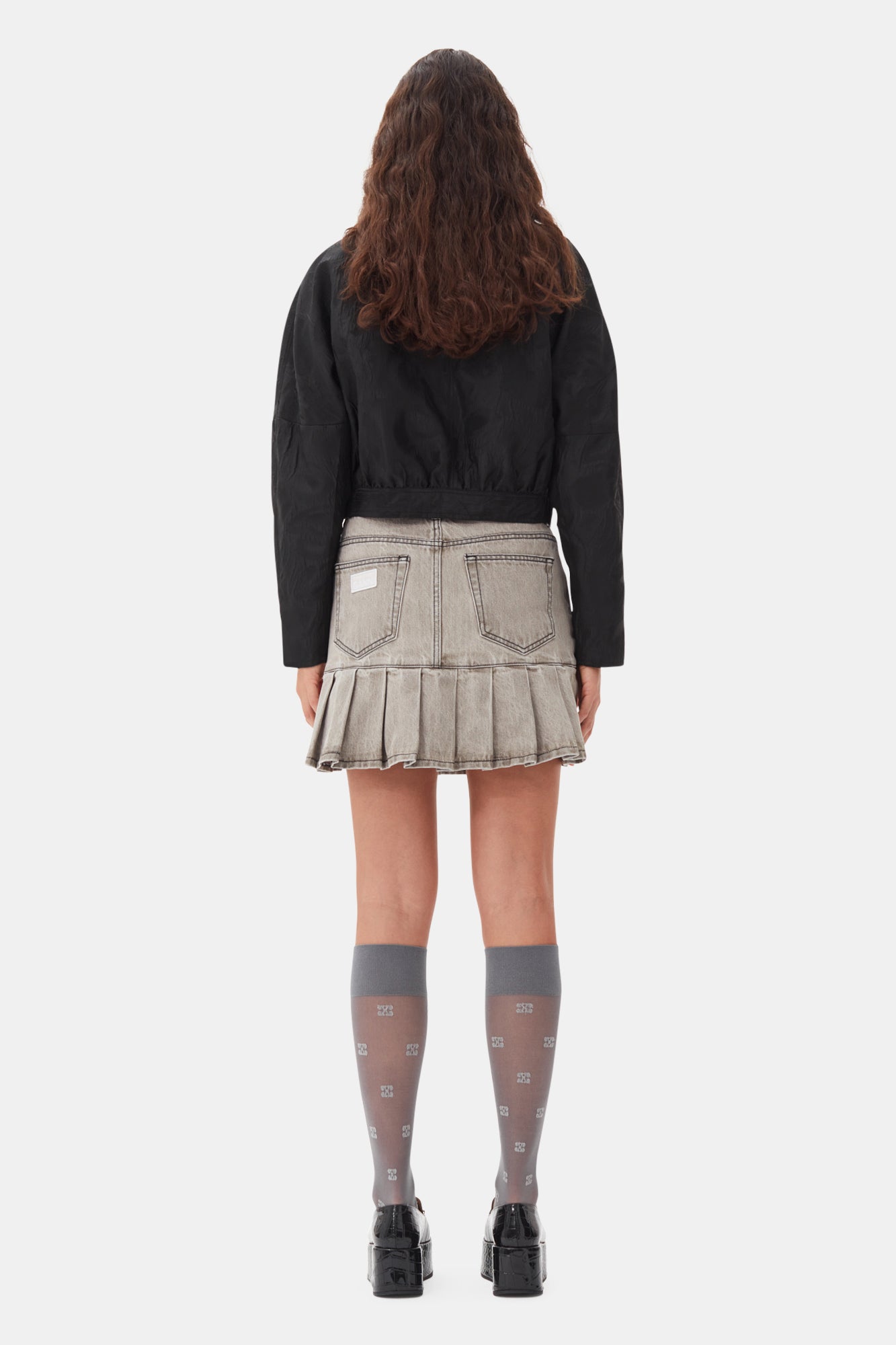 Future Denim Pleated Mini Skirt | Gray Quill