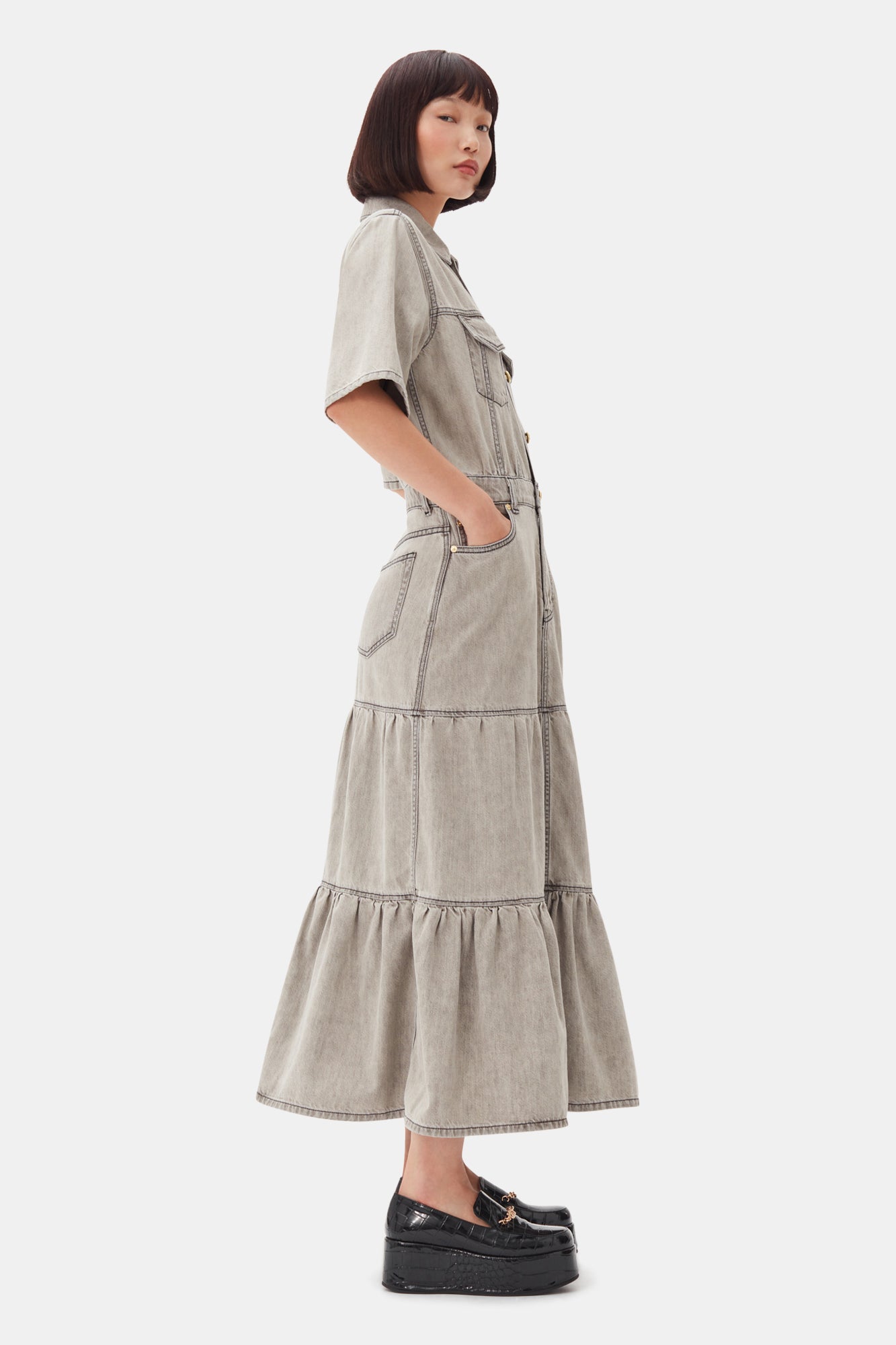 Future Denim Long Dress | Gray Quill