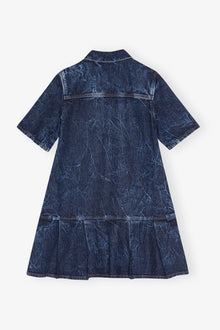 Crinkled Future Denim Mini Dress | Mid Blue Stone