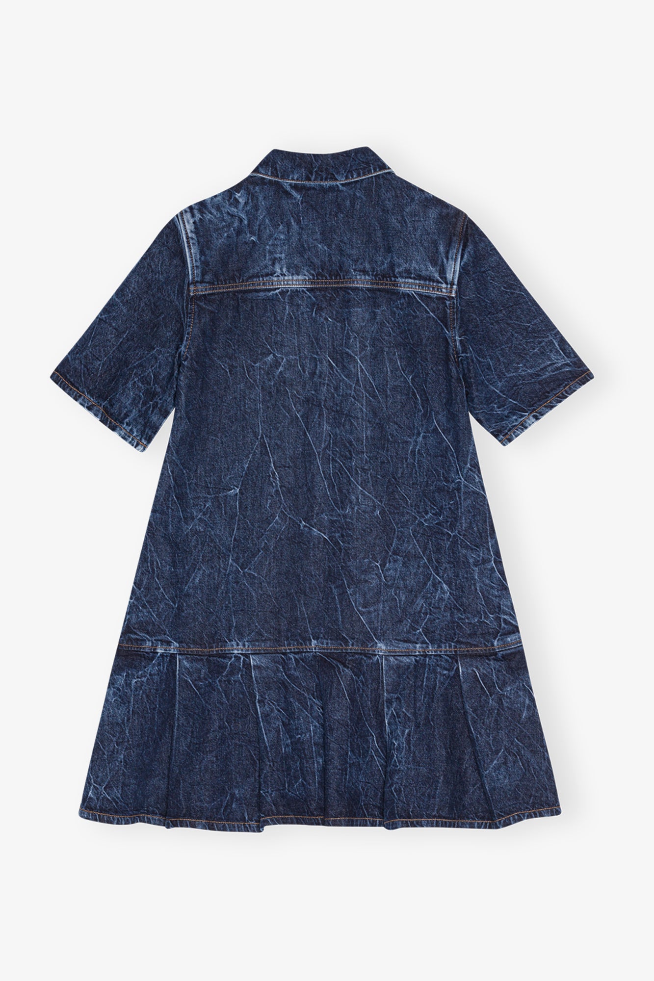 Crinkled Future Denim Mini Dress | Mid Blue Stone
