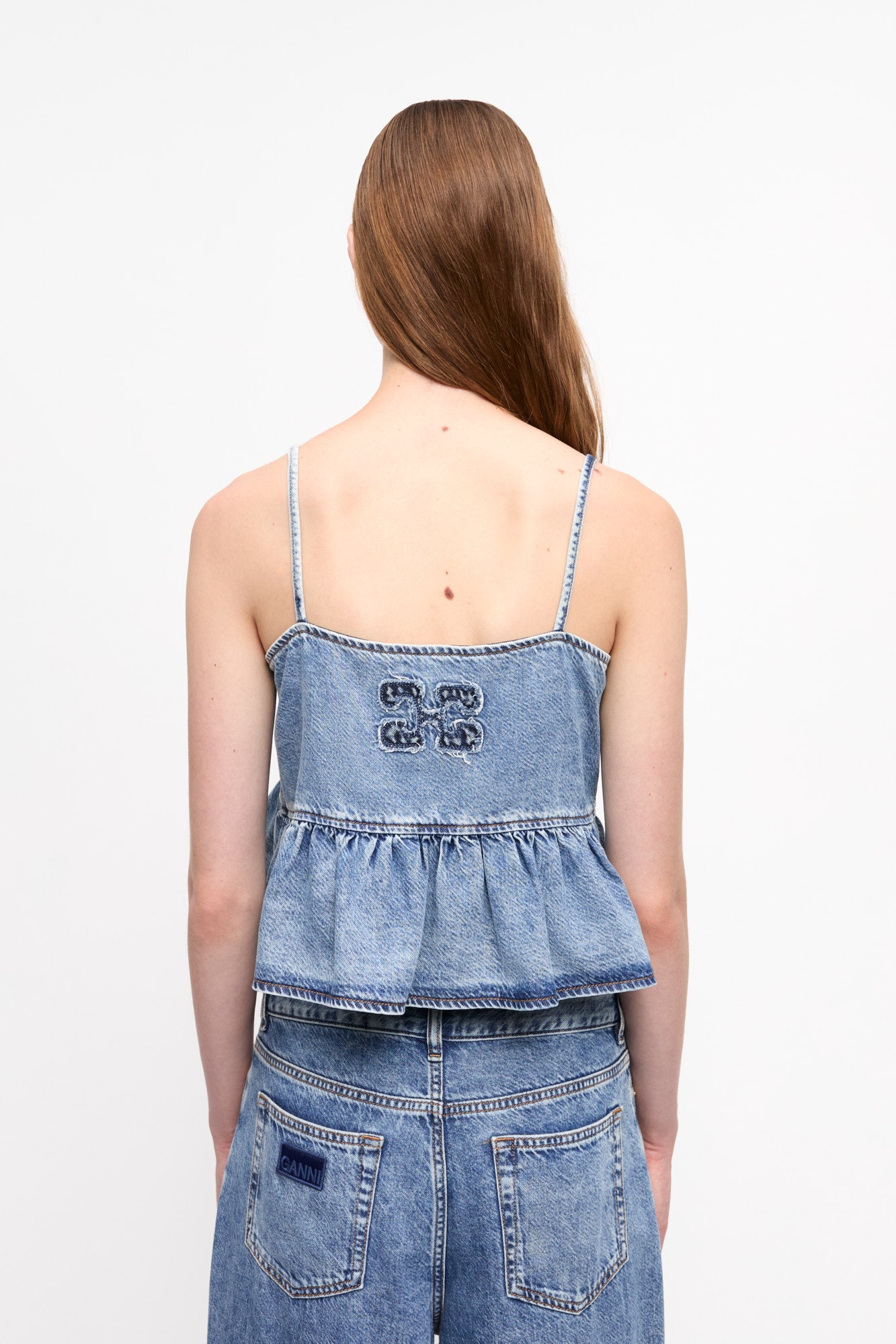 Denim Strap Top | Mid Blue Stone