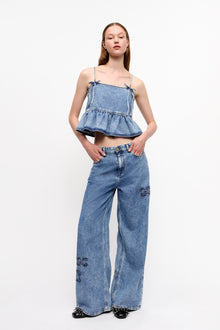 Denim Strap Top | Mid Blue Stone