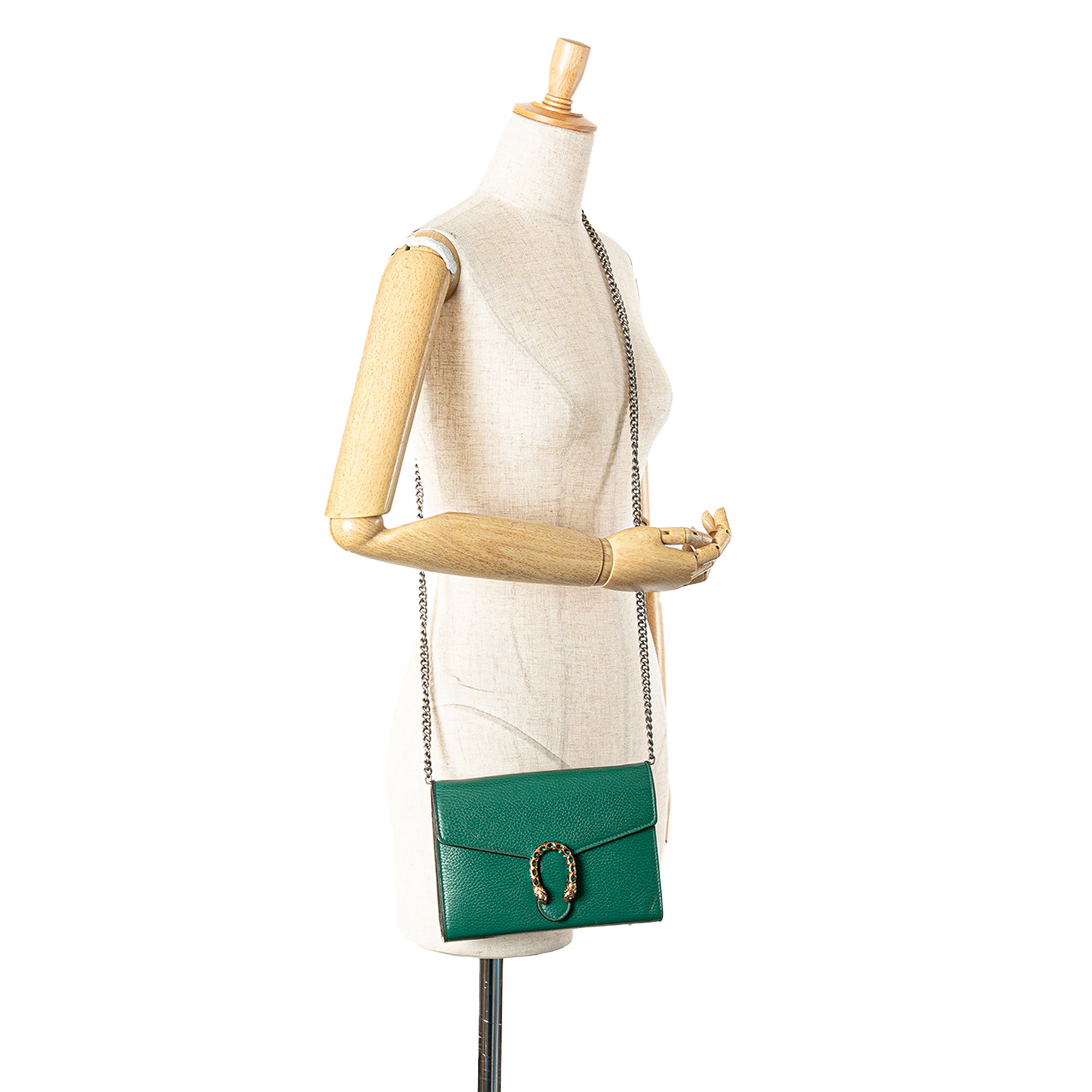 Gucci | Pre-Owned Mini Leather Dionysus Wallet on Chain | Green