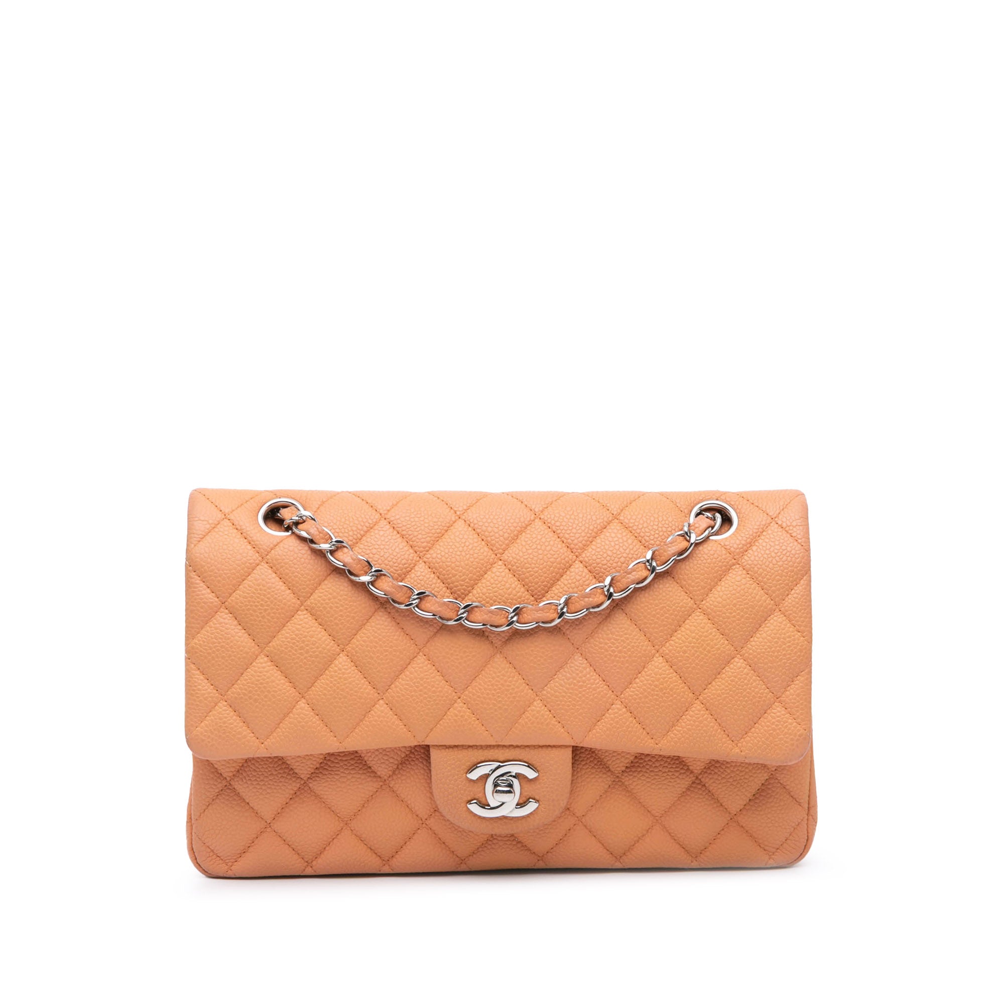 Chanel | Pre-Owned Medium Classic Caviar Double Flap | Orange/Peach