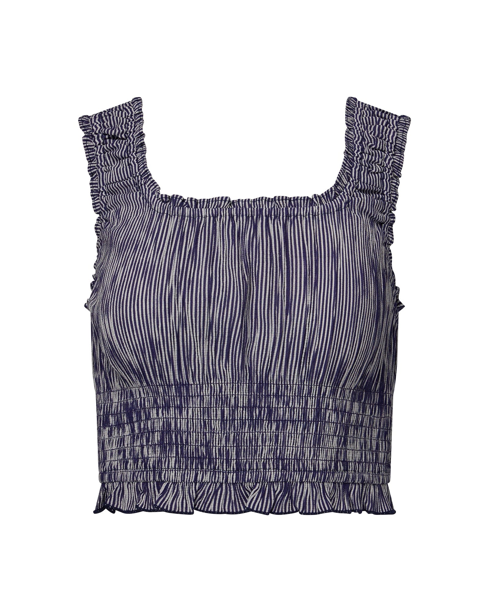 Scooped Smocked Tank | Micro Stripe