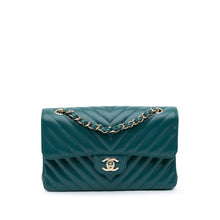 Chanel | Pre-Owned Small Classic Chevron Caviar Double Flap | Blue/Turquoise