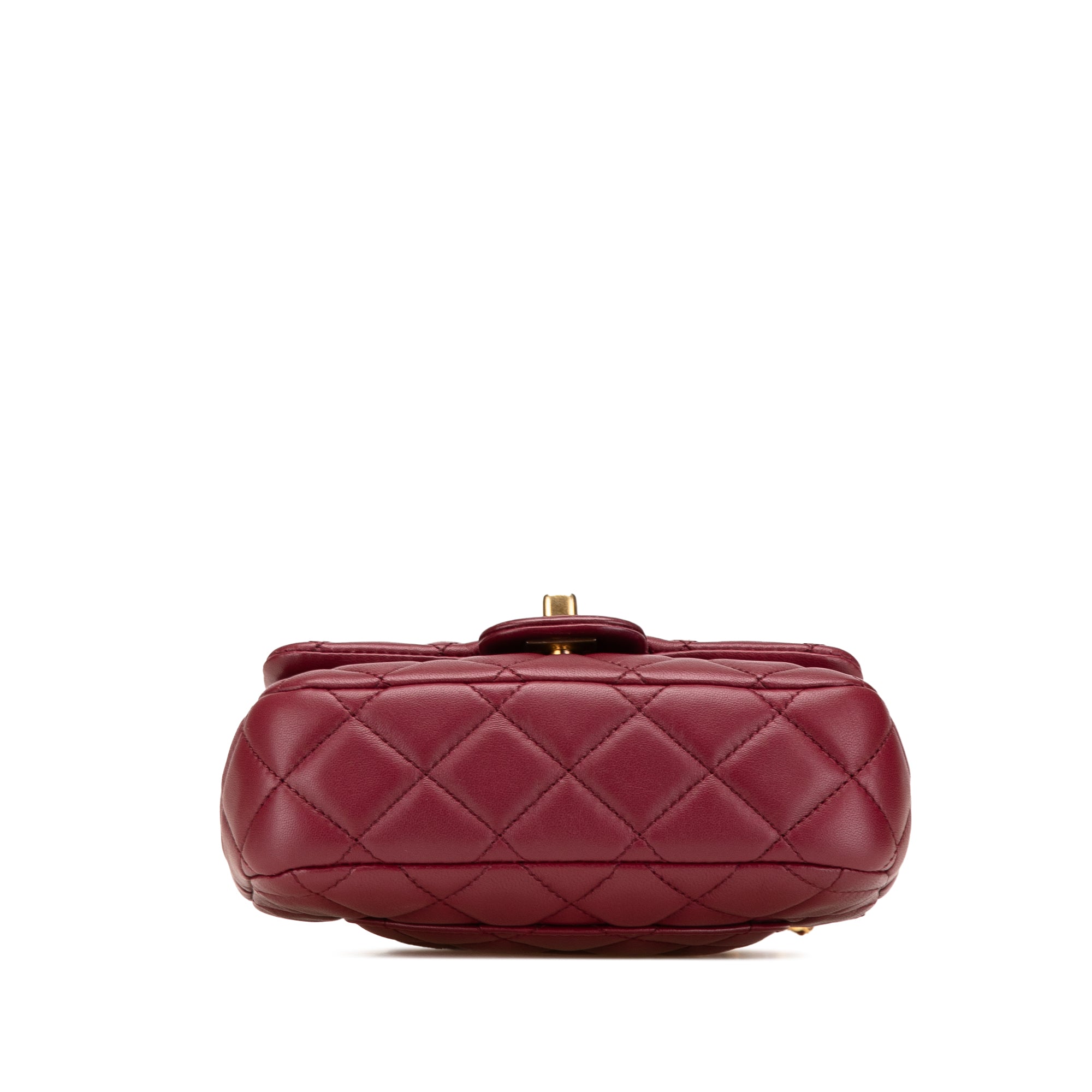 Chanel | Pre-Owned Mini Square Lambskin Coco Heart Chain Flap | Red