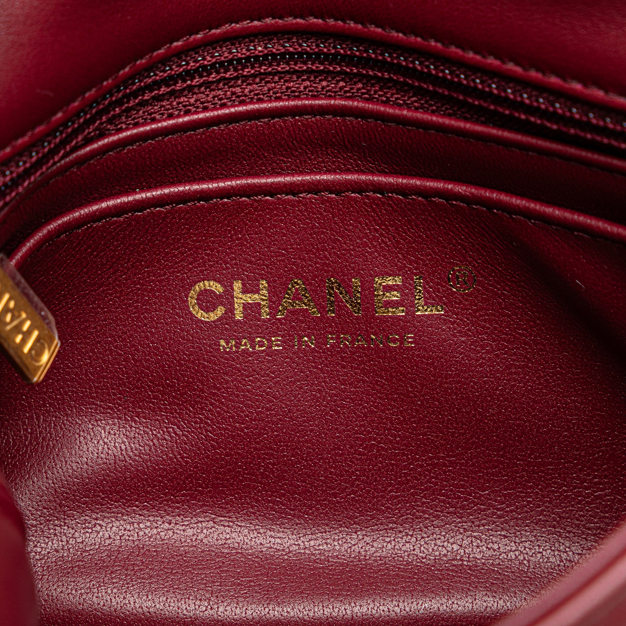 Chanel | Pre-Owned Mini Square Lambskin Coco Heart Chain Flap | Red