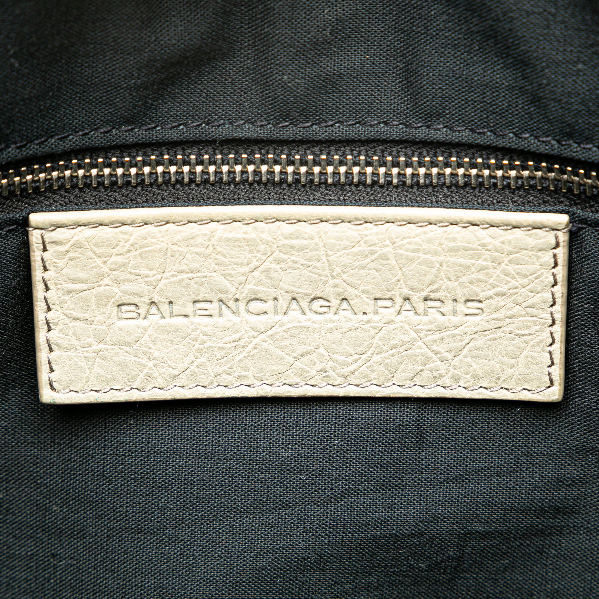 Balenciaga | Pre-Owned Lambskin Motocross Classic Bridge Satchel | Gray/Light Gray