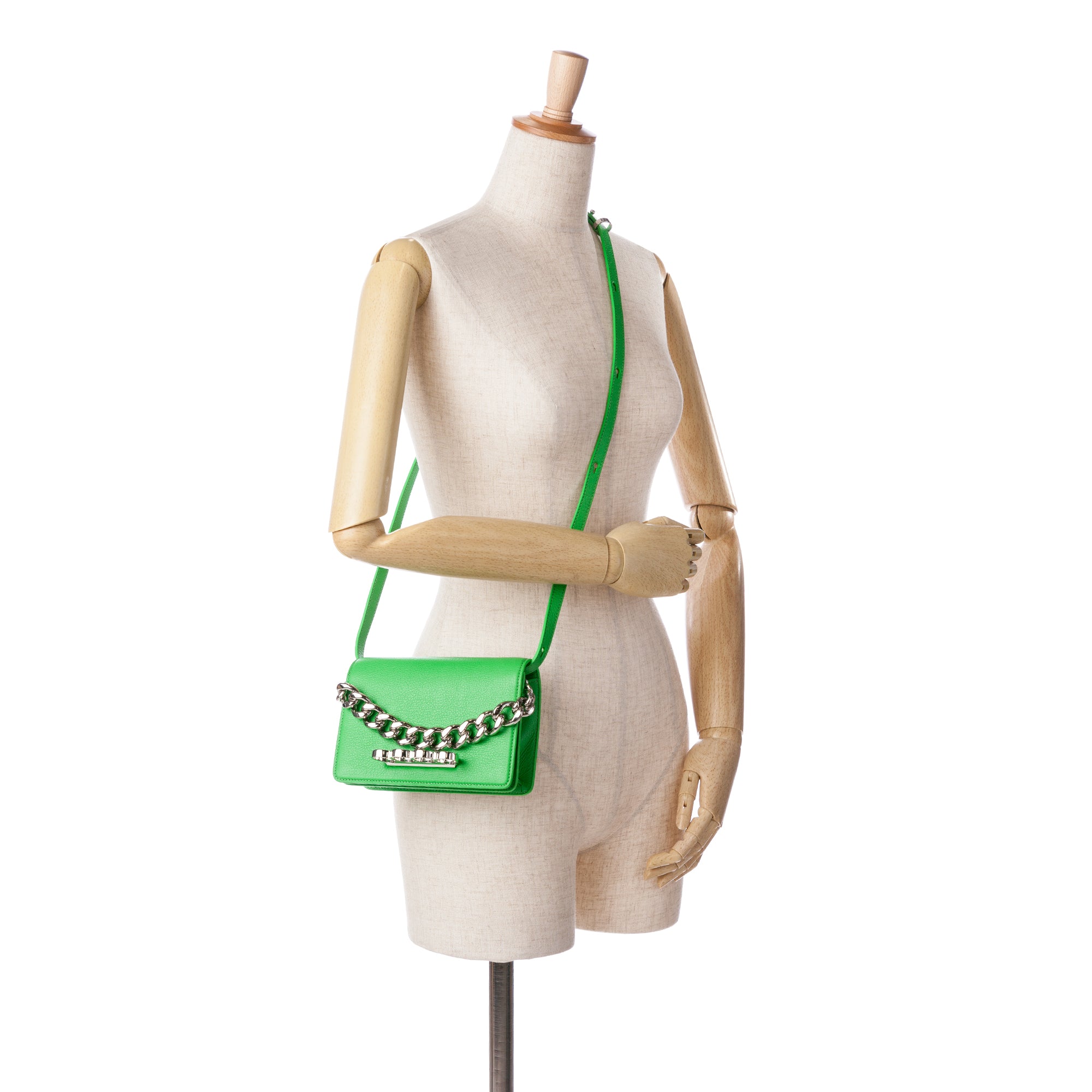 Alexander McQueen | Pre-Owned Calfskin Four Ring Knuckle Satchel | Green