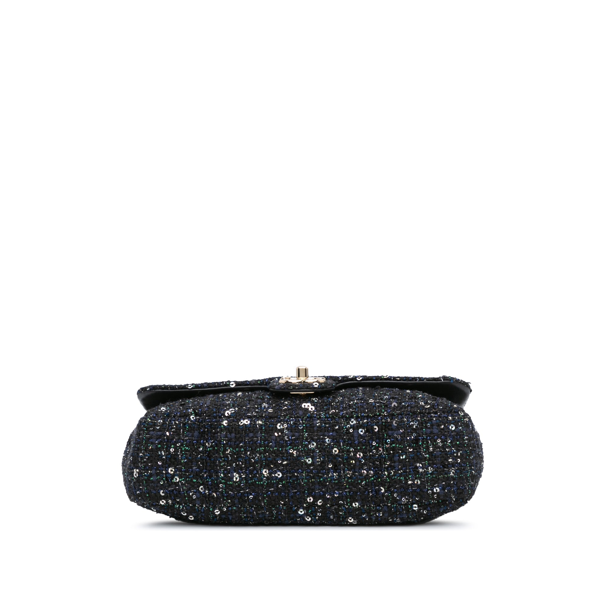 Chanel | Pre-Owned Medium Tweed Pearl Handle Flap | Blue/NavyBlack