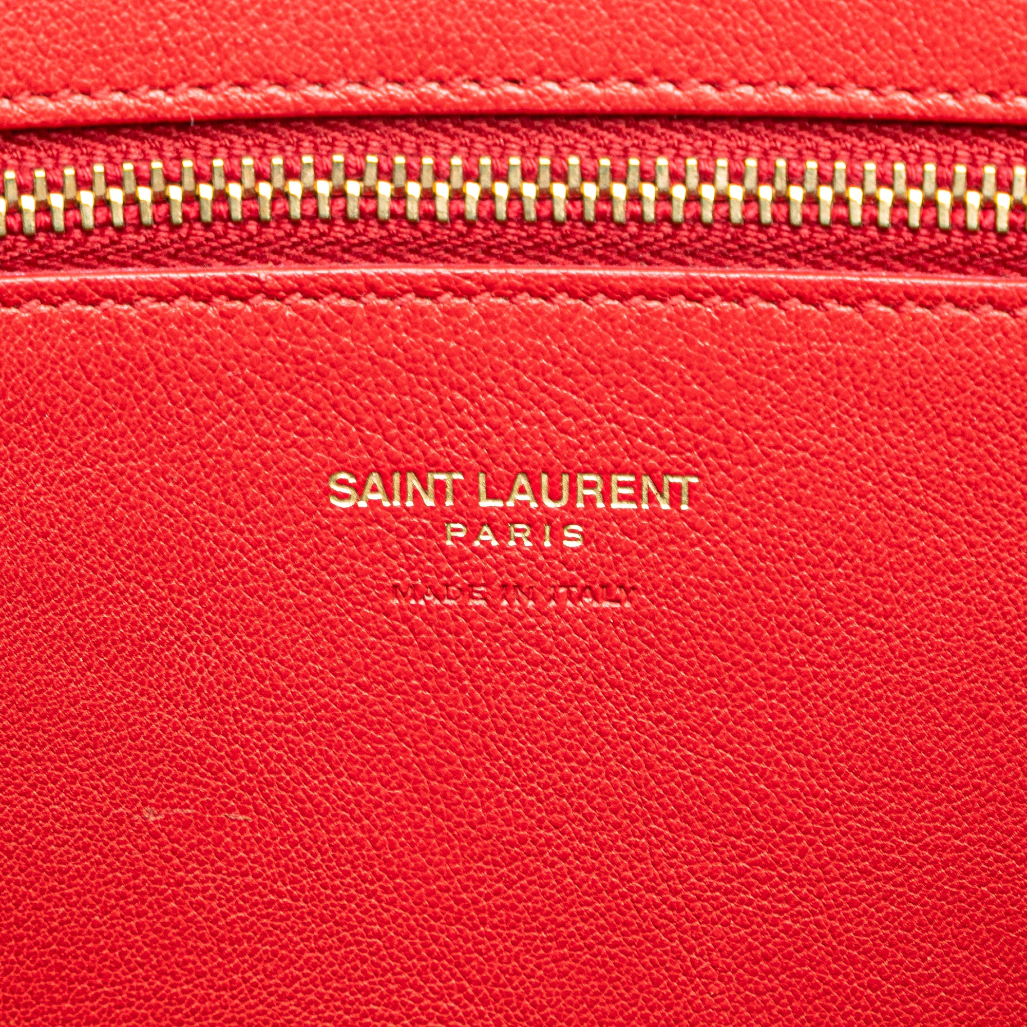 Saint Laurent | Pre-Owned Medium Leather Monogram Cabas Satchel | Red