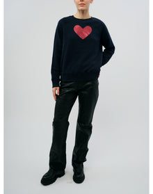 Upper Mo Heart Strass Sweatshirt | Navy Blue