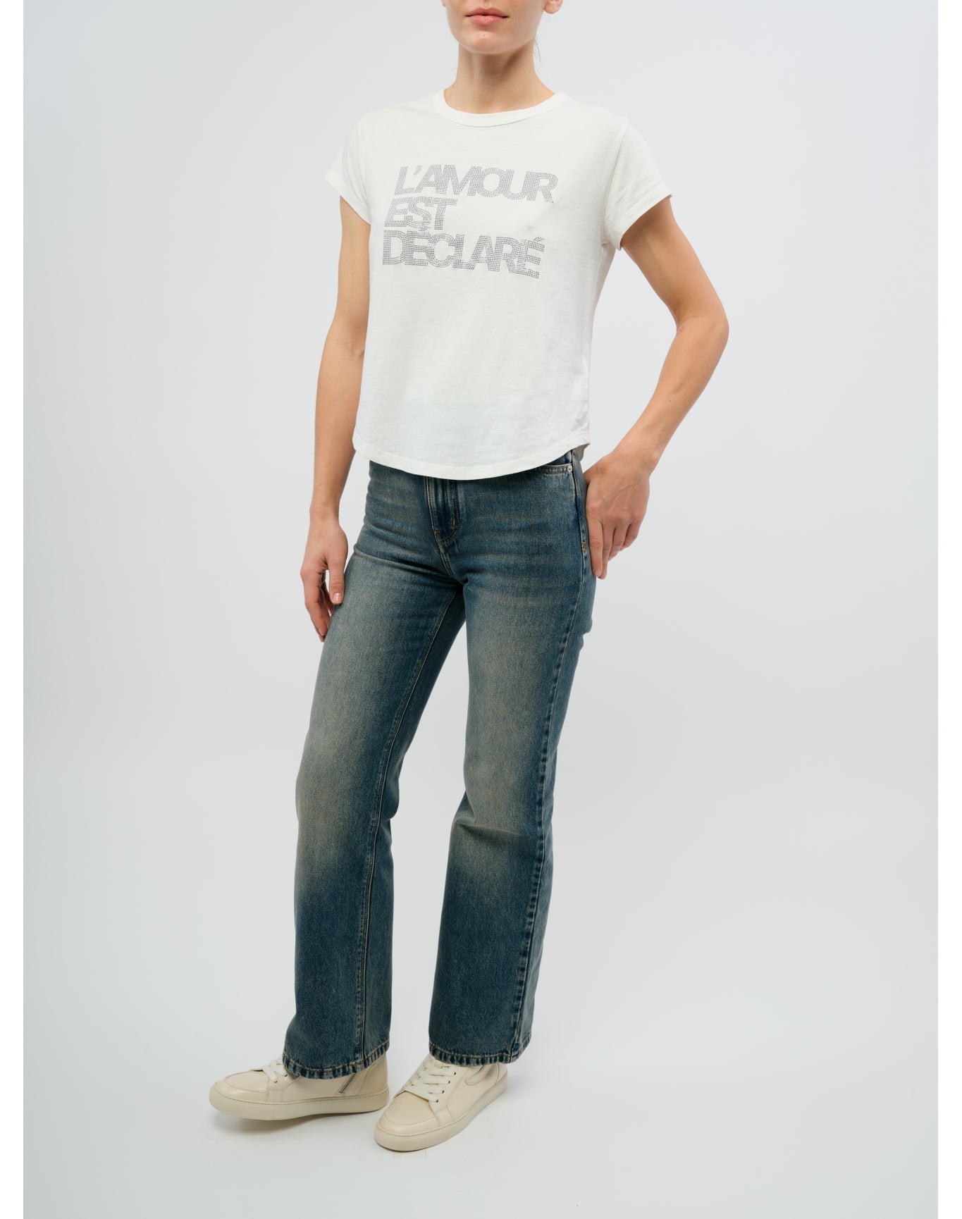 Woop HC Amour Declare Strass T-Shirt | Beige