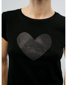 Skinny HC Heart Strass T-Shirt | Black