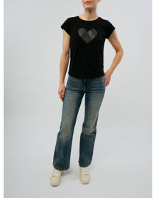 Skinny HC Heart Strass T-Shirt | Black