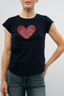 Skinny HC Heart Strass T-Shirt | Navy Blue
