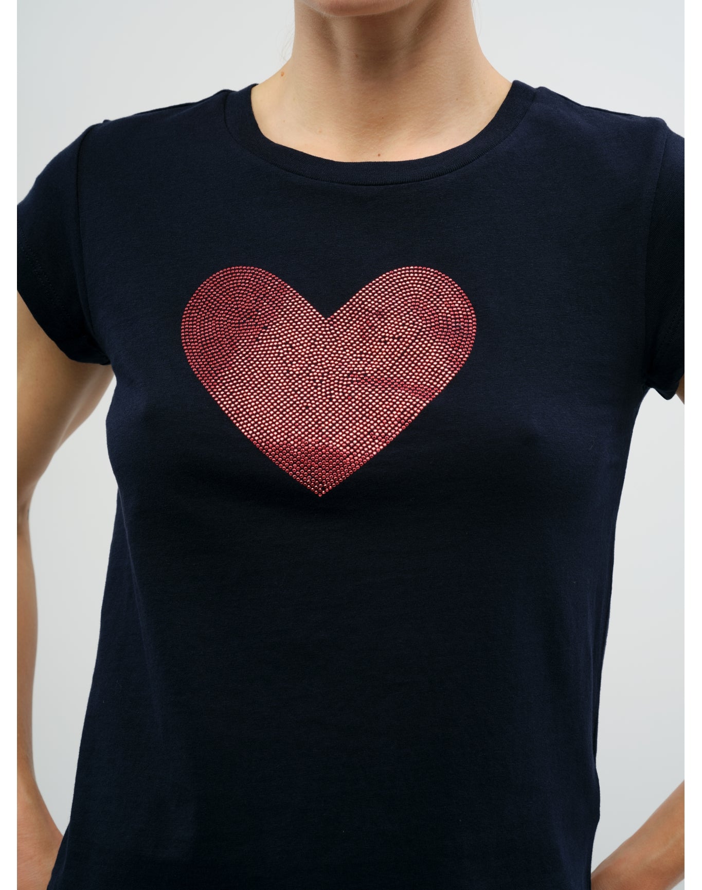 Skinny HC Heart Strass T-Shirt | Navy Blue