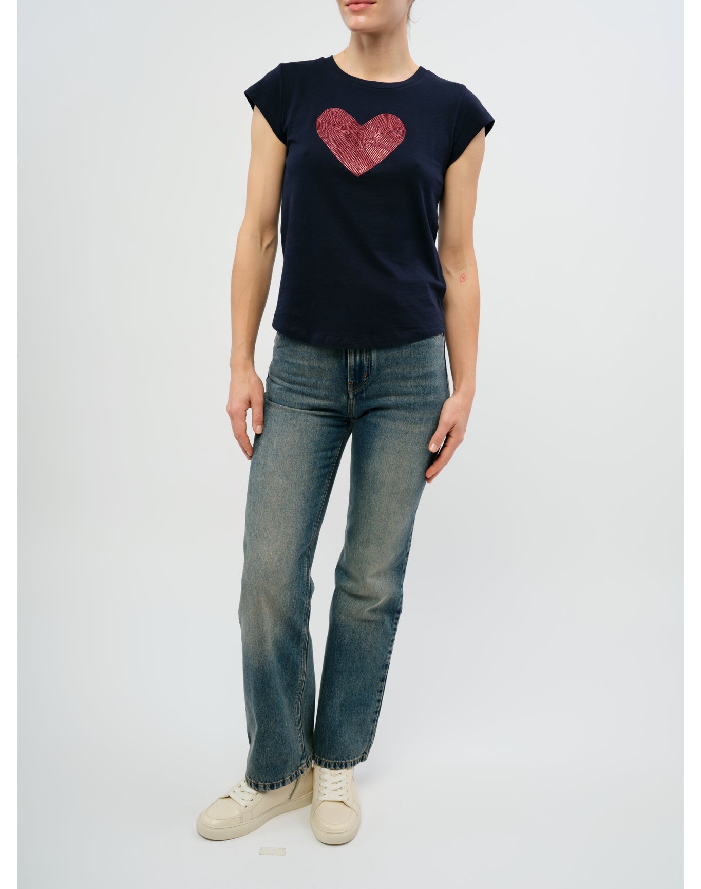 Skinny HC Heart Strass T-Shirt | Navy Blue