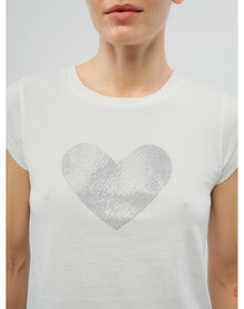 Skinny HC Heart Strass T-Shirt | Beige