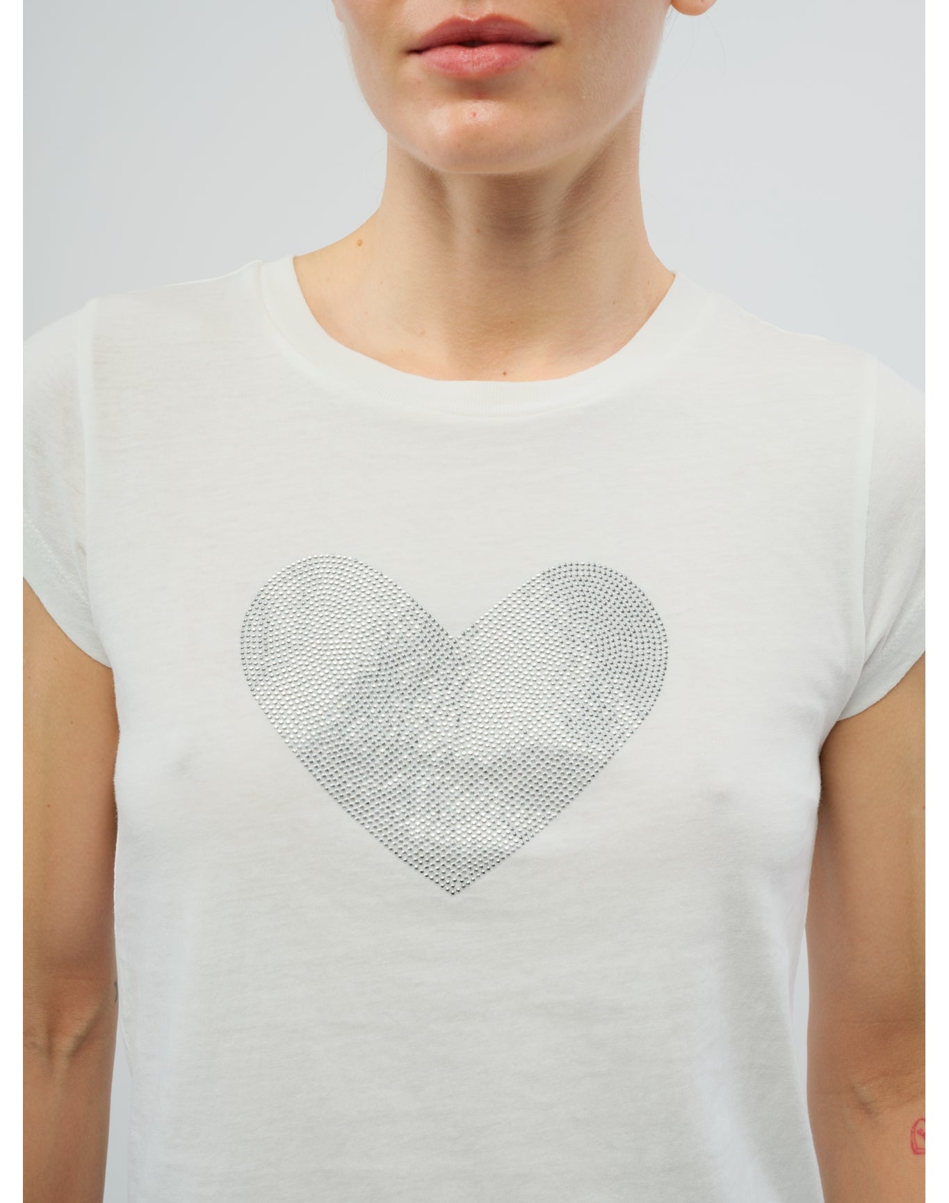 Skinny HC Heart Strass T-Shirt | Beige
